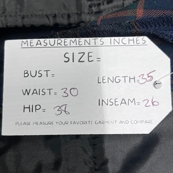 Ann Taylor Dress Pants Womens Size 6 Navy Blue Plaid Wide Leg Crop Belted 3758 - Picture 8 of 10